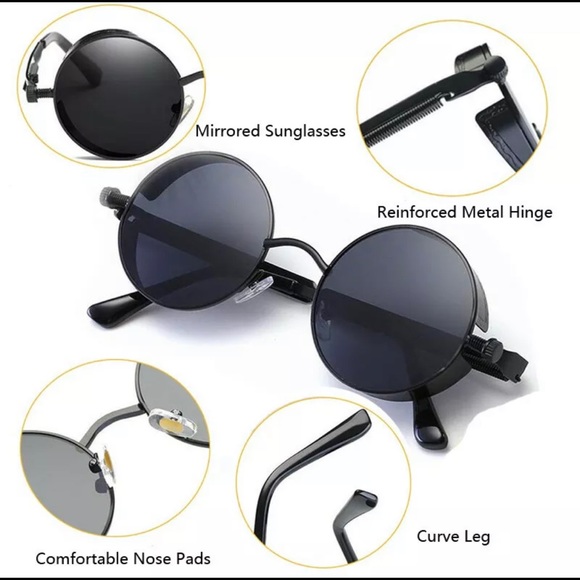 Vintage Steampunk Sunglasses Inspired Gothic Metal Round Retro Eyewear Glasses
